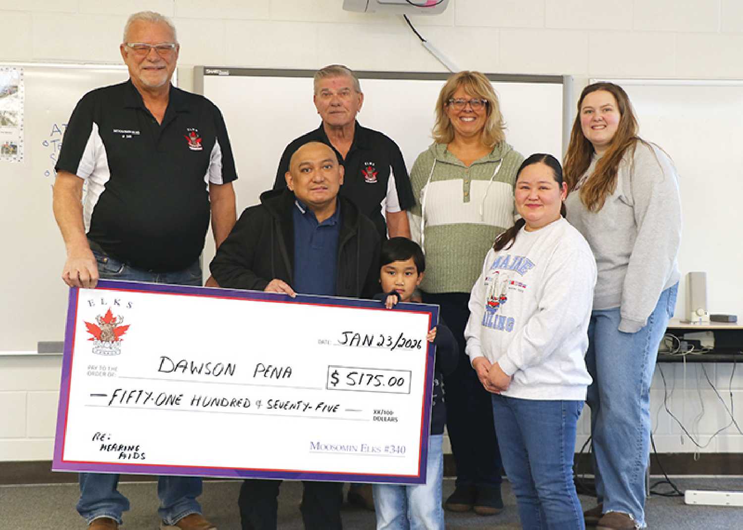 Back row: Ron Potter, Wayne Hopkins, Deena Offet, and Paityn Ireland Front row: Peter Pena, Dawson Pena, and Jackie Pena